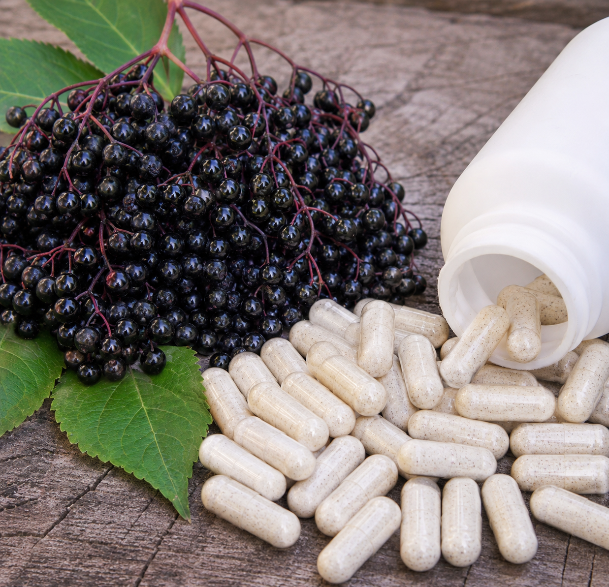 A bottle of nutraceuticals and natural remedies for health and wellness support